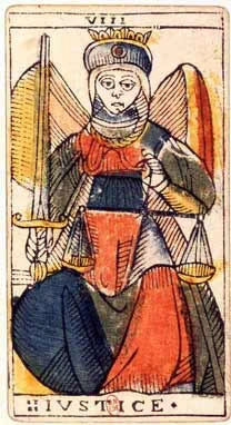 VIII · La Justicia, carta del Tarot de Marsella de Jean Dodal
