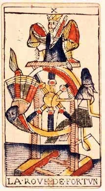 X · La Rueda de la Fortuna, carta del Tarot de Marsella de Jean Dodal