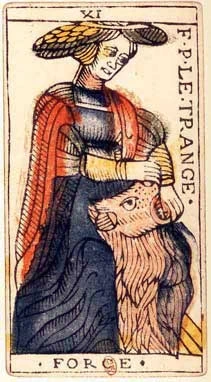 XI · La Fuerza, carta del Tarot de Marsella de Jean Dodal