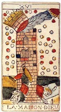XVI · La Casa Dios, carta del Tarot de Marsella de Jean Dodal