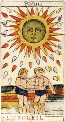 XIX · El Sol, carta del Tarot de Marsella de Jean Dodal